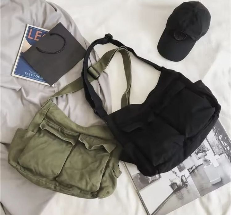 Сумка унисекс большая 2 цвета  в стиле харадзюку