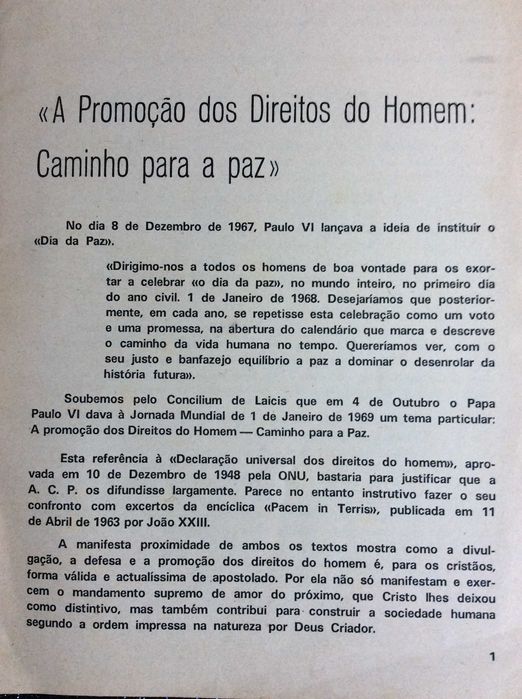 Os direitos do homem - caminho para a paz, 1968