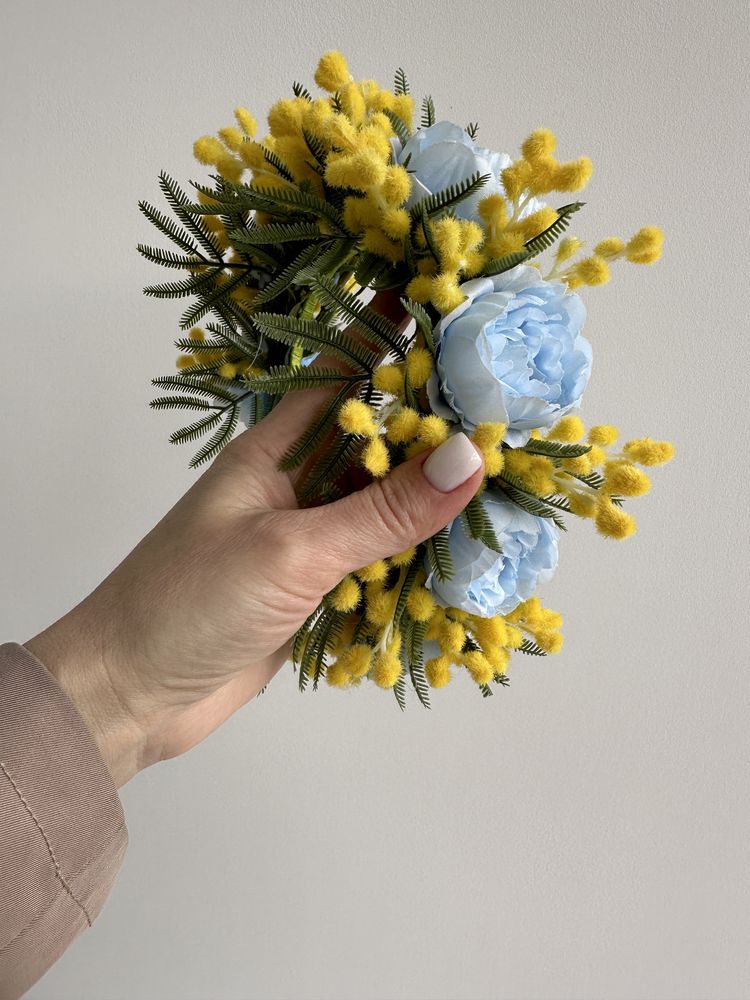 Віночок-обруч із блакитними та жовтими квітами