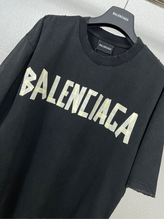 BALENCIAGA tape type брендовая футболка оверсайз винтажная мужская