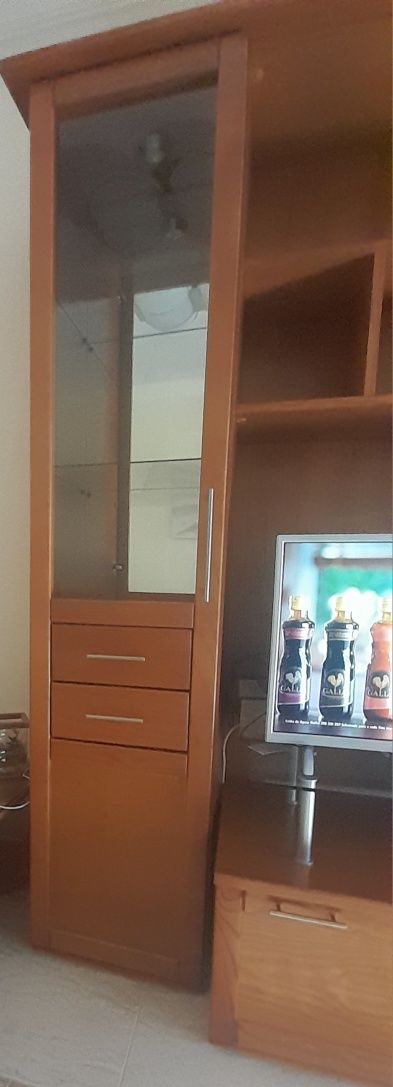 Móvel de Sala em Madeira com Estantes e Espaço TV