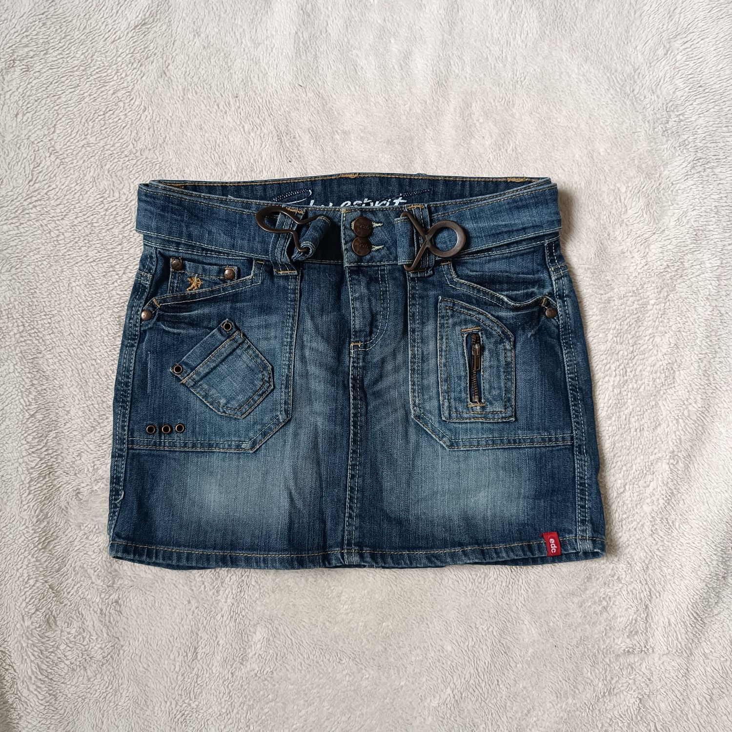 true vintage denim mini skirt