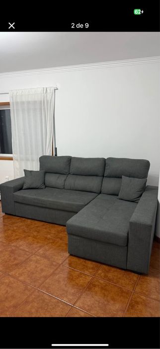 Sofá Chaise Longe Reversivel Cinza