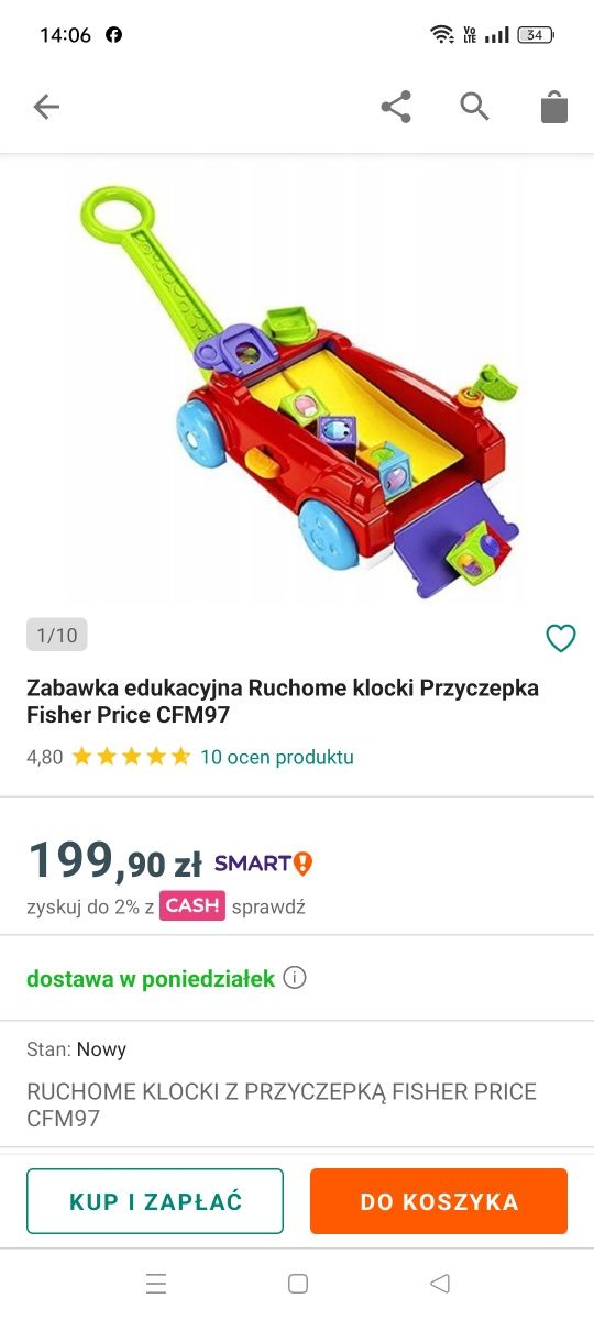 Zabawka fisher price przyczepka