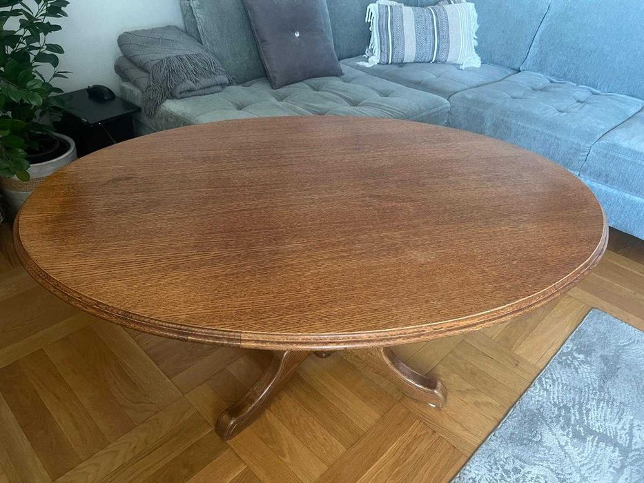 Meble dębowe swarzędz zestaw 5 elementów, ława, żyrandol, karnisz.