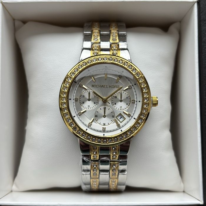 Жіночий годинник Michael Kors на браслеті комбінованого кольору