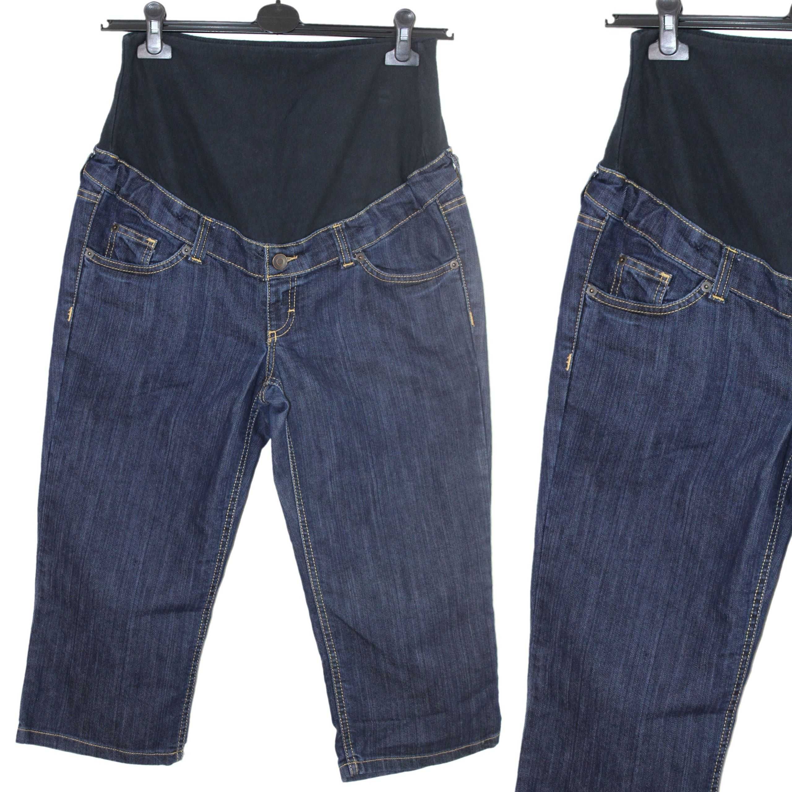 y4 H&M MAMA Wygodne Granatowe Spodnie Ciążowe Jeans Rybaczki 42 XL