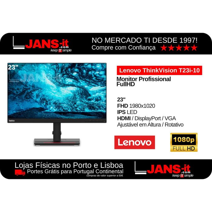 Lenovo ThinkVision T23i-10 | 23″ | FHD | 16:9