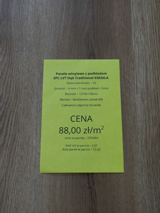 Od ręki! Panele winylowe z podkładem Dąb Traditional Klasa 32 5 mm