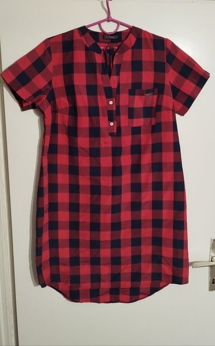 Стильное Платье-Рубашка MANAKA (3XL) - Красная Клетка!