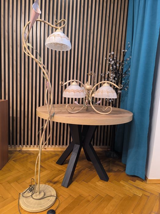 Żyrandol plus lampa stojąca vintage ręczna robota