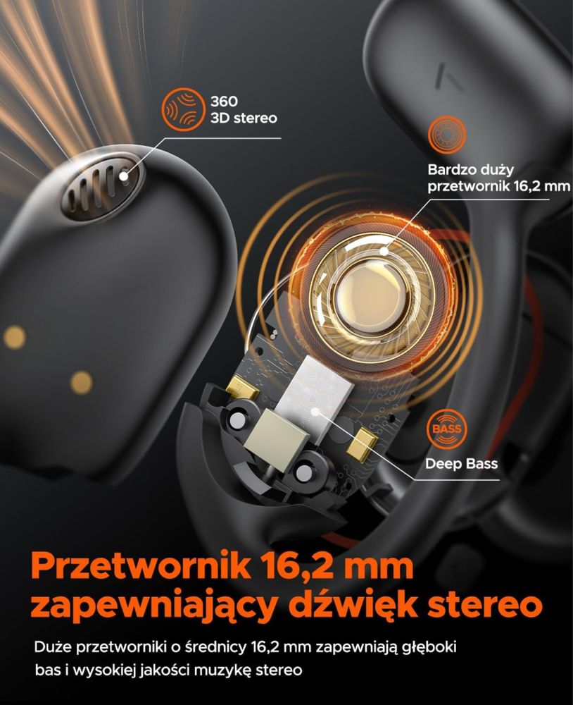 Truefree O1 Słuchawki Open Ear, słuchawki sportowe Bluetooth 5.3