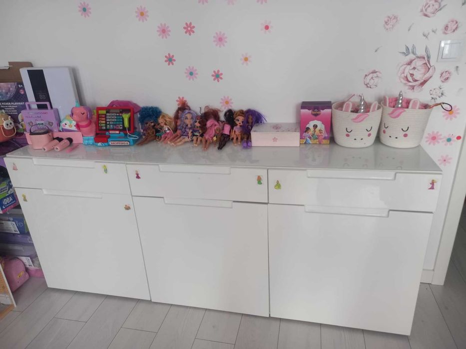 Komoda biały połysk szkło