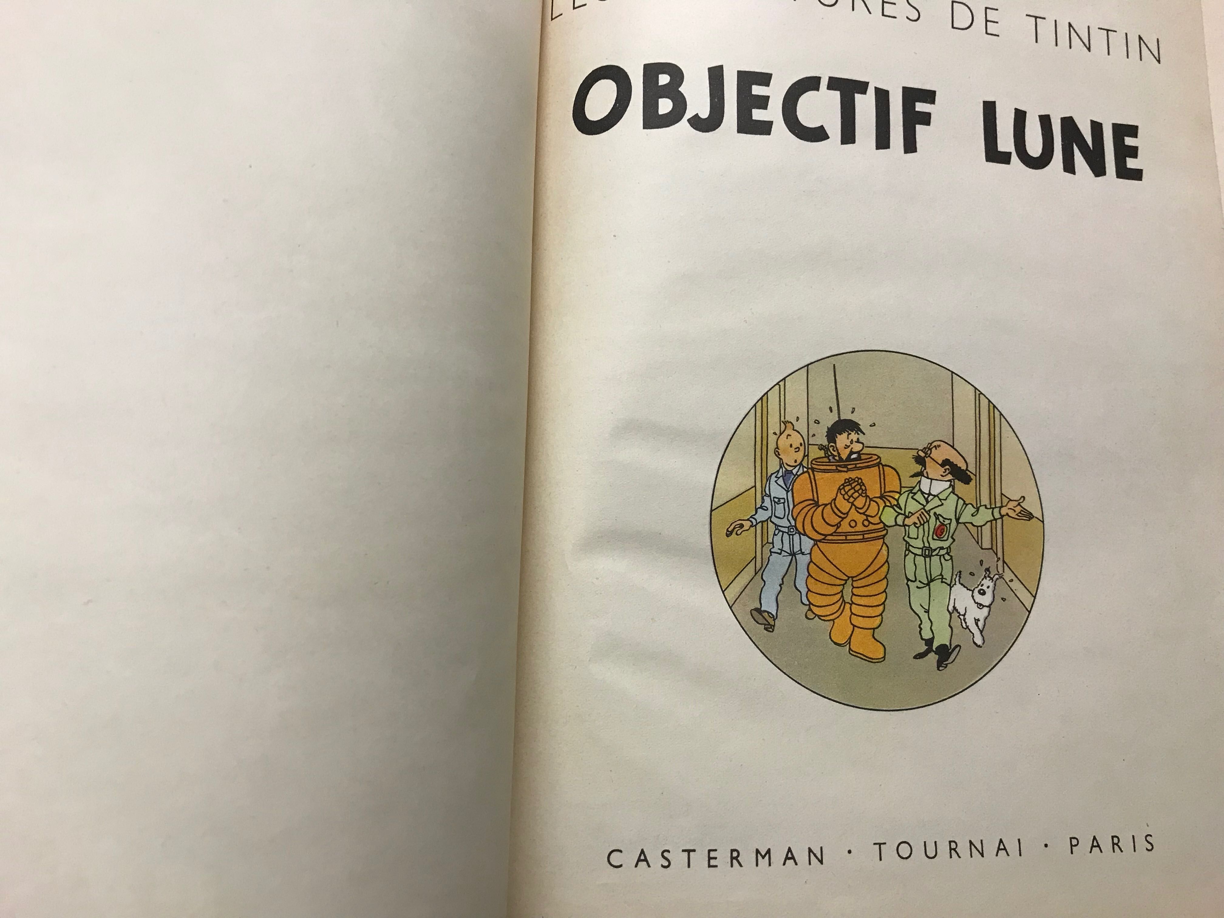 Edição original Tintin, Hergé, dois livros em francês (anos 50)