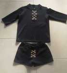 Czarny sexi komplet dres złote łańcuszki M/L