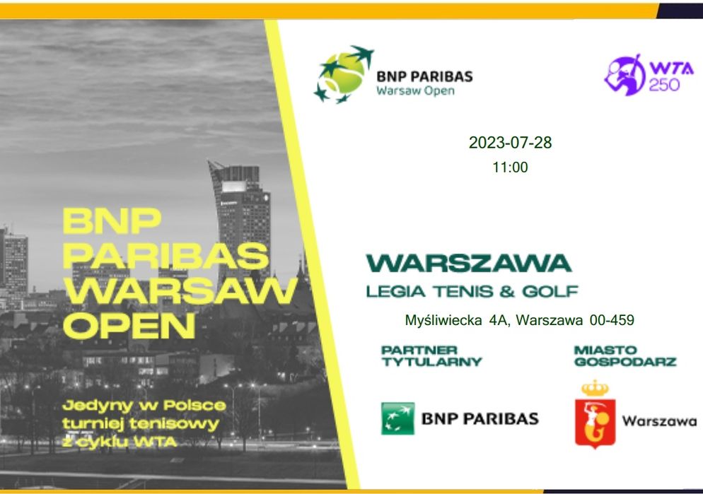 Bilety na BNP Paribas Warsaw Open
