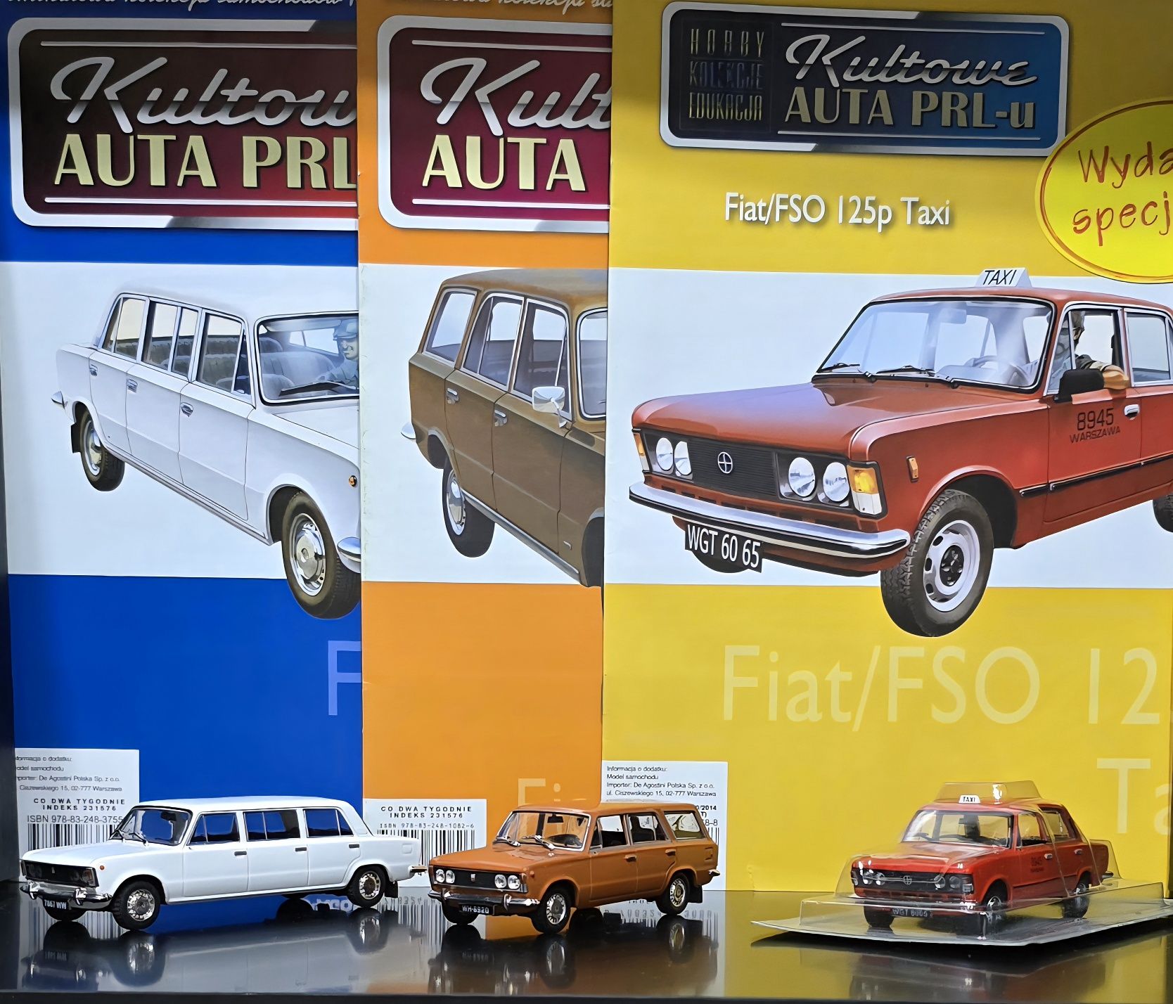Fiat 125p zestaw 3 sztuk.Kultowe Auta PRL-u 1;43.