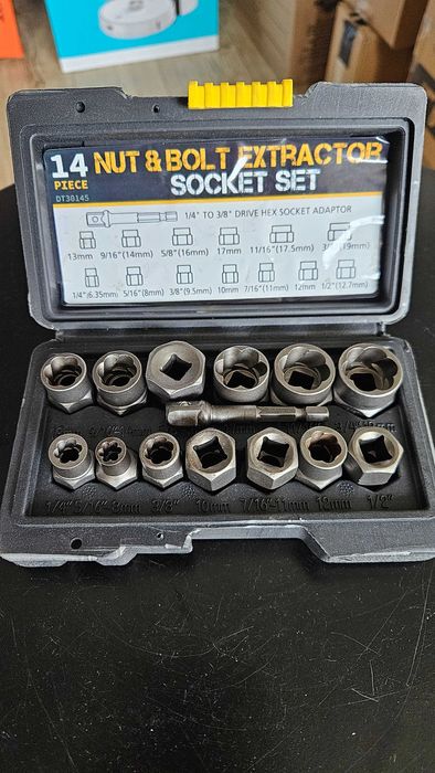 Zestaw do usuwania śrub uderzeniowych i nakrętek 14 szt, Wykrętaki