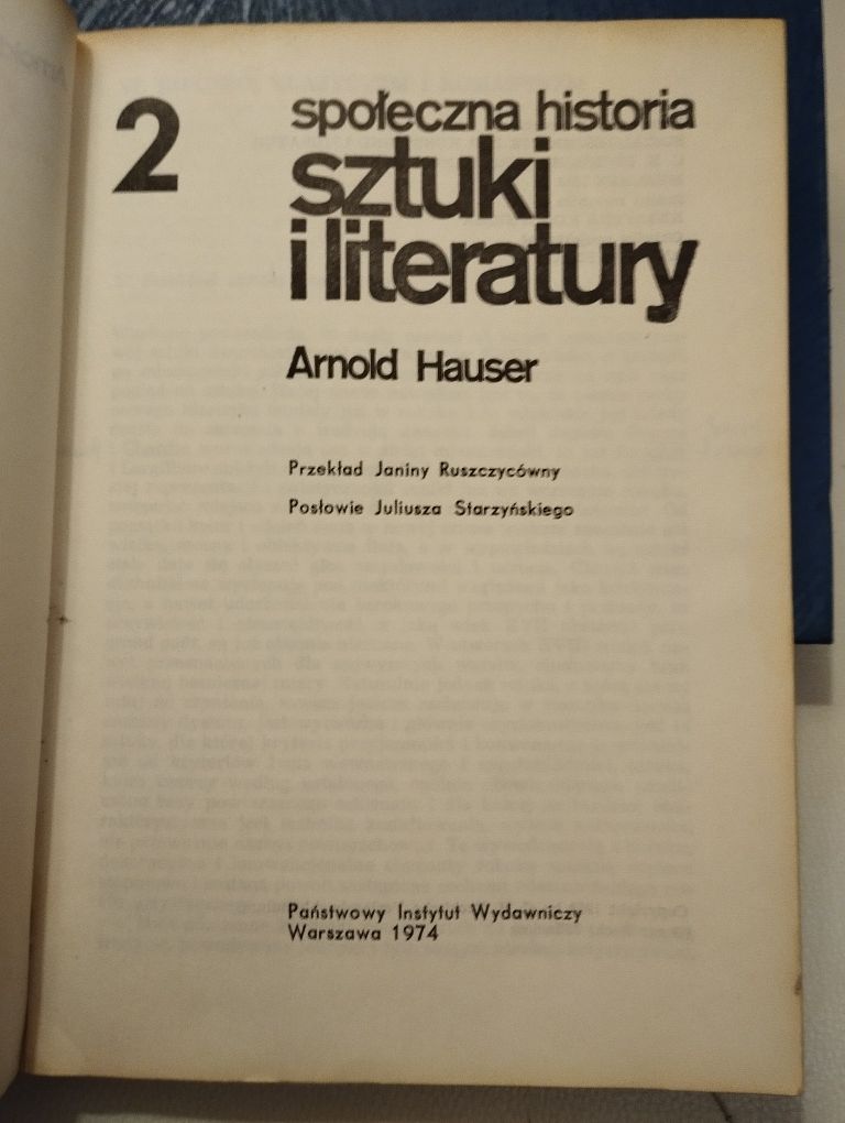 Hauser społeczna historia sztuki i literatury, dwa tomy