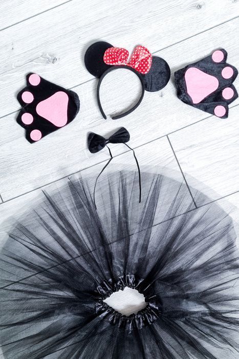 myszka miki minie przebranie strój spódnica opaska 4w1 ogon karnawał