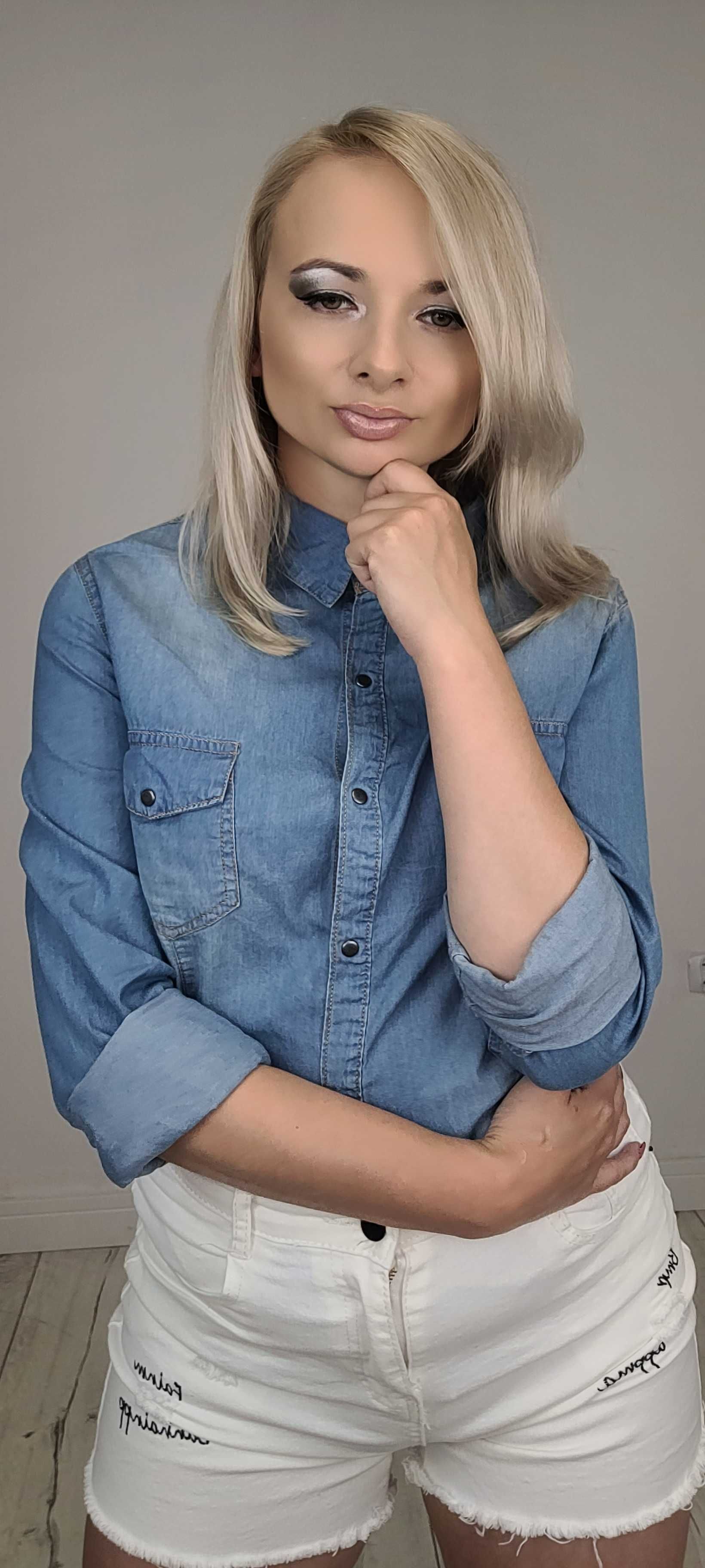 NOWA Koszula JEANS S-XXL damska klasyczna koszula jeansowa