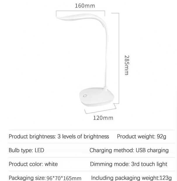 Lampka na biurko - do nauki - NOWA - akumulatorowa - LED - 4szt