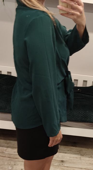 Bluzka koszula wiązana butelkowa zieleń Shein 2XL
