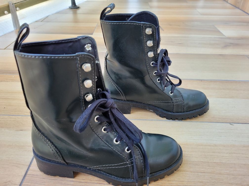 Zara Nowe Skórzane Botki 37 + Skórzane spodnie