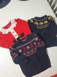 Trzy sweterki świąteczne unisex r. 80 H&M, pusblu i F&F