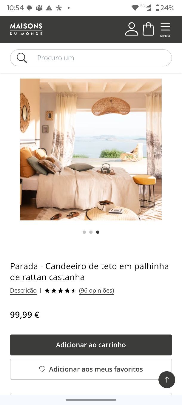 Candeeiro palhinha Rattan estilo Bali Maisons du Monde