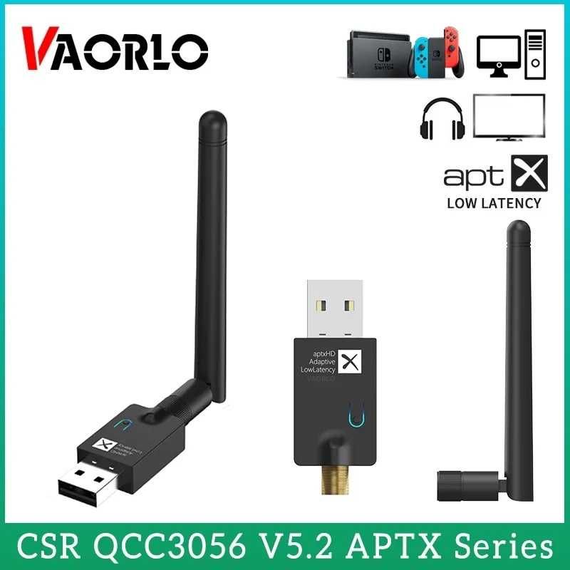 Блютуз адаптер QCC3056 с антенной, BT5.2, кодеки aptX /HD/LL/Adaptive