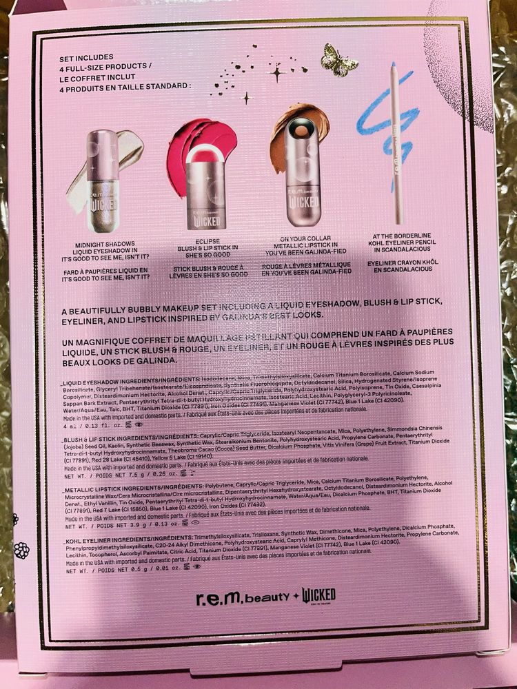 REM Beauty Galinda makeup set Wicked movie