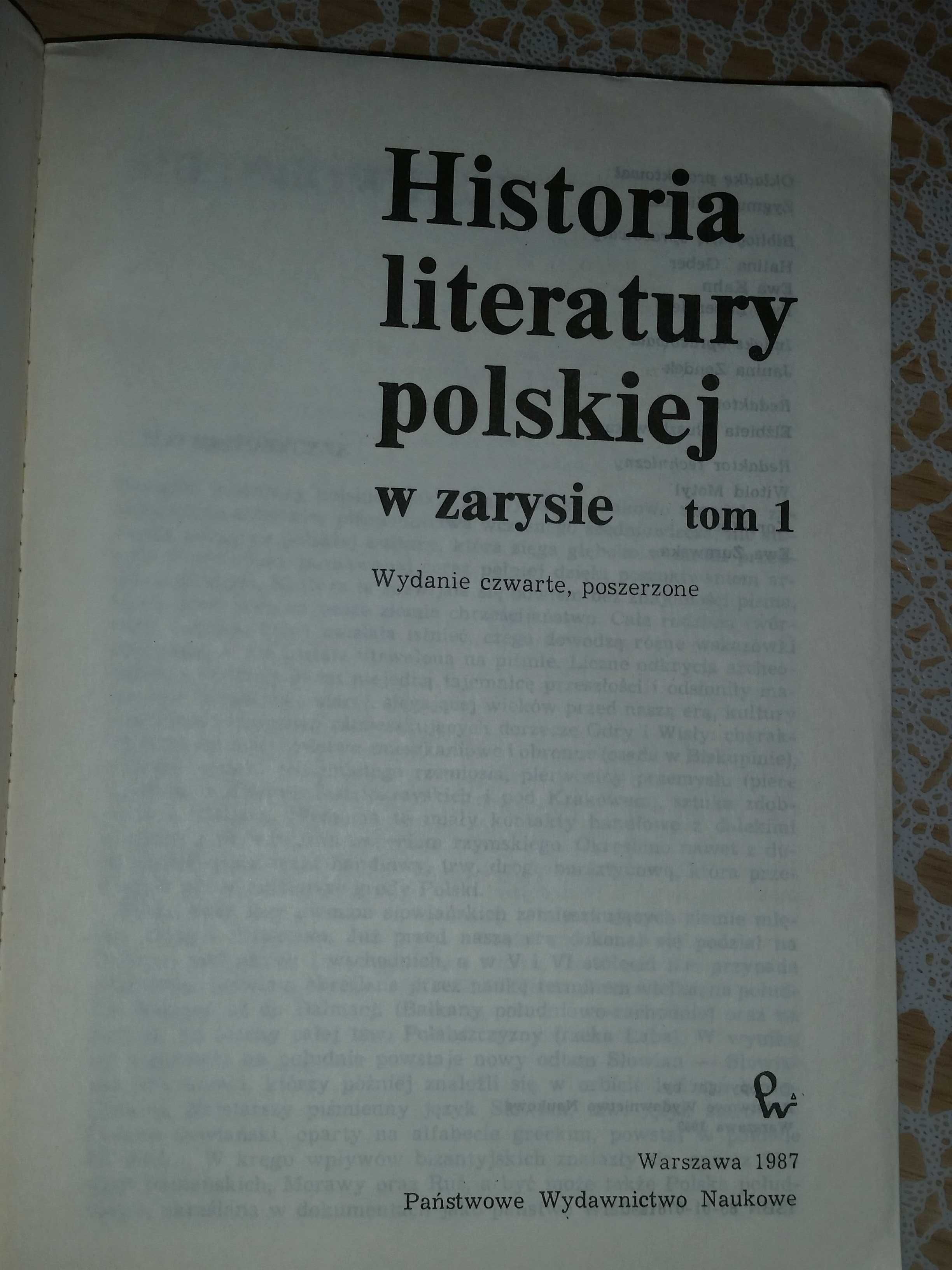 Historia literatury polskiej w zarysie PWN książka 1987