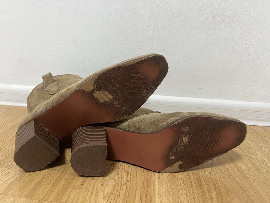 Козаки, ковбойські чоботи, розмір 40, колір бежевий, замша