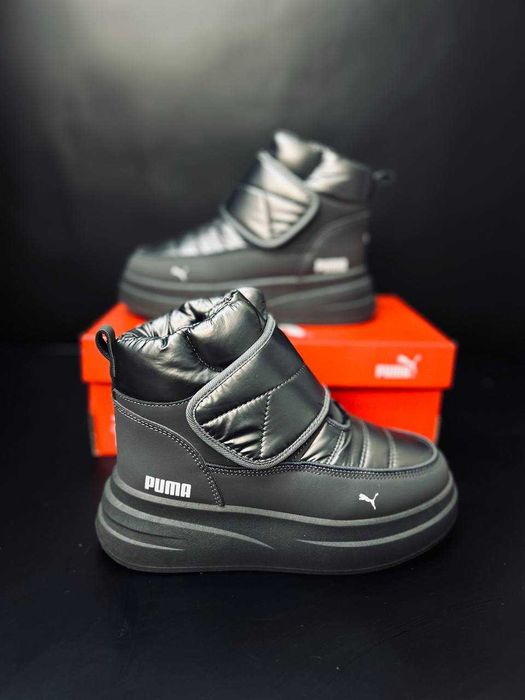Зимние женские дутики пума  серые супер тёплые дутиши puma на меху