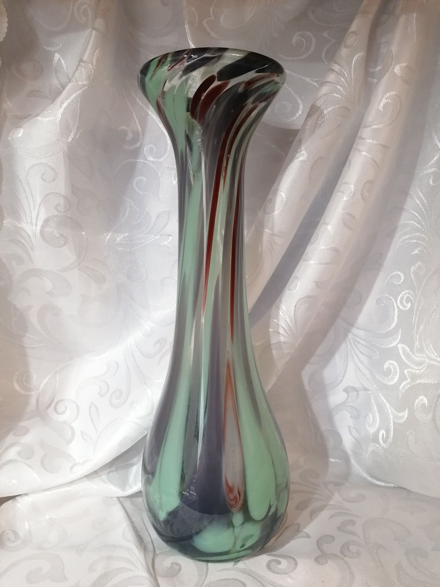 Duży szklany zielono fioletowy wazon polecam