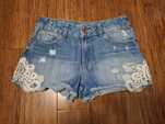 Zara jeansowe szorty z koronką r.140