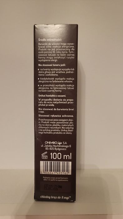 Toner do wlosow OnlyBio gorzka czekolada