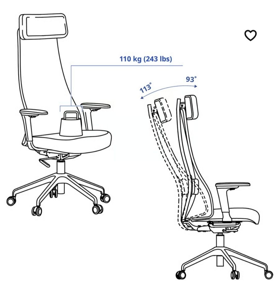 IKEA JÄRVFJÄLLET krzesło biurowe z podłokietnikami białe nowe