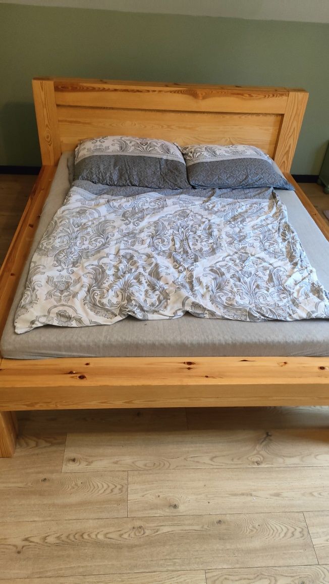 Łóżko sosnowe z bali grube solidne 160x200