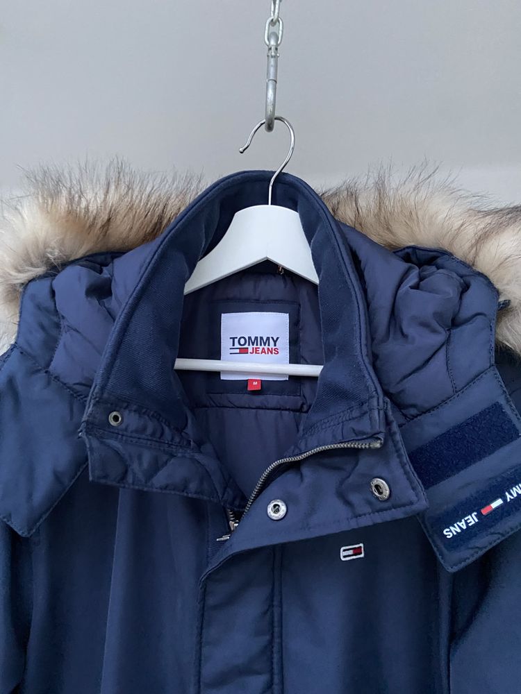 TOMMY HILFIGER Casaco Azul Com Pelo Como Novo