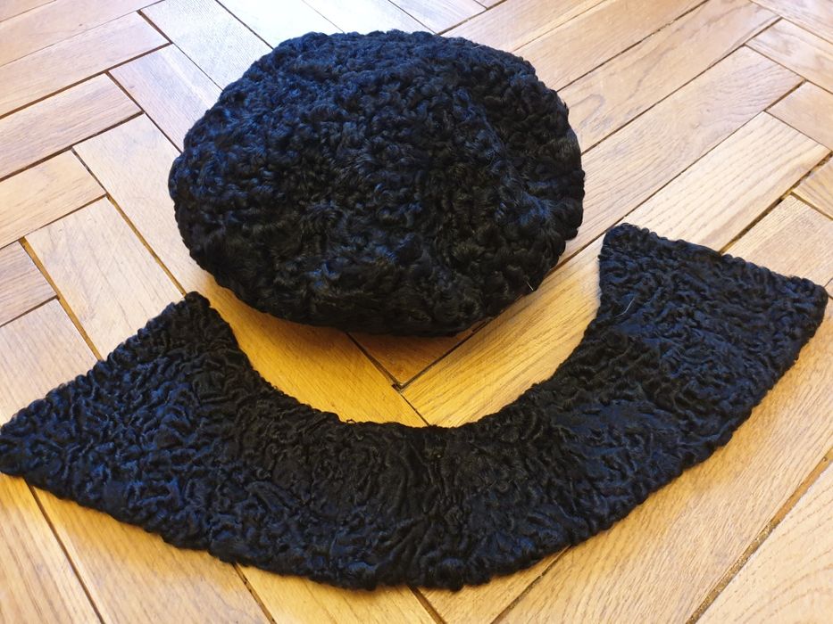 Czapka z kołnierzem z karakuł, vintage