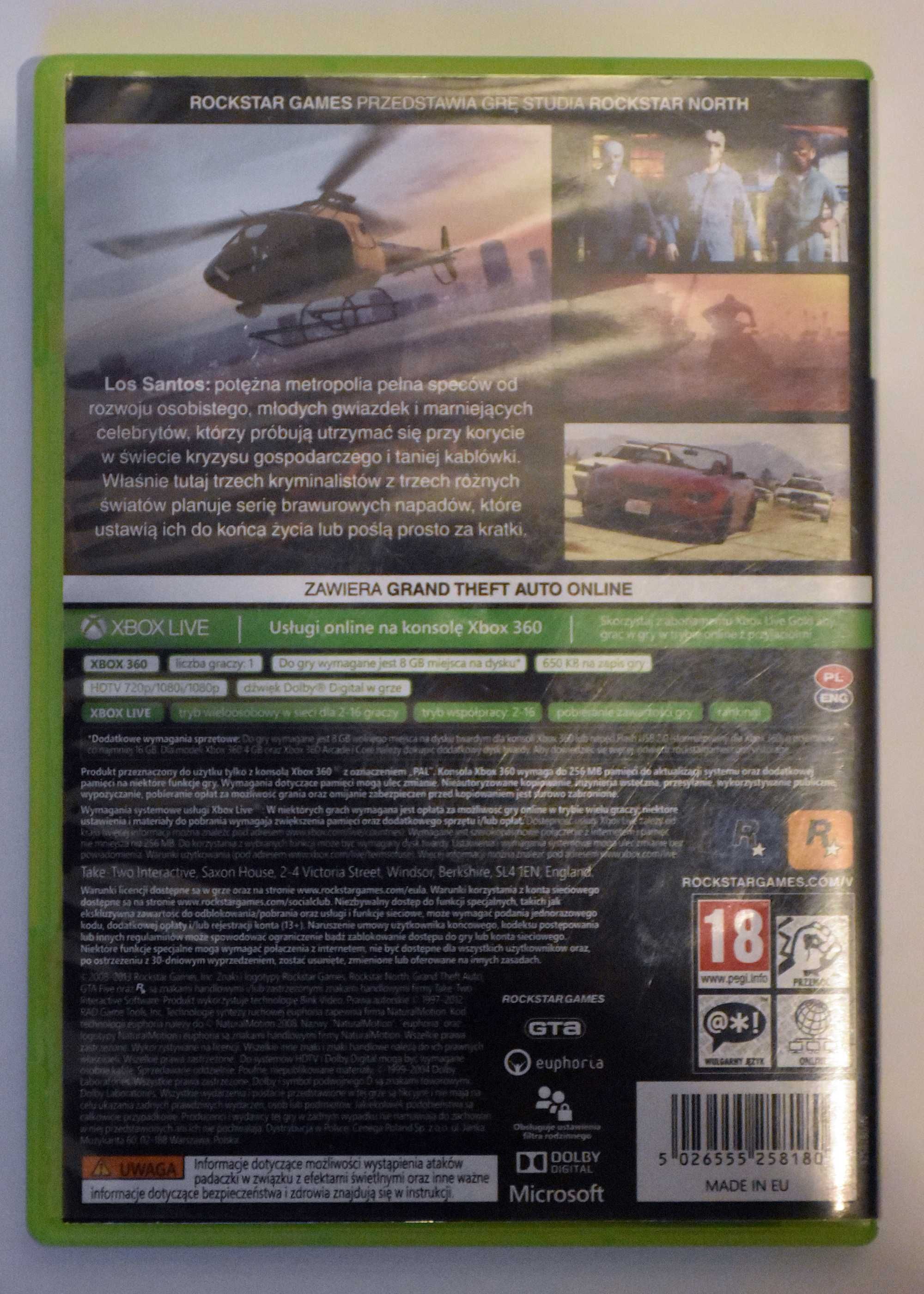 Gra GTA V na xbox 360 wersja językowa  PL !