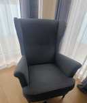 IKEA STRANDMON wygodny stylowy fotel uszak SZARY