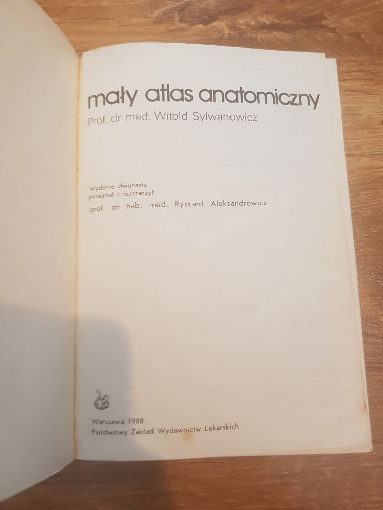 Mały atlas anatomiczny - Witold Sylwanowicz 1988