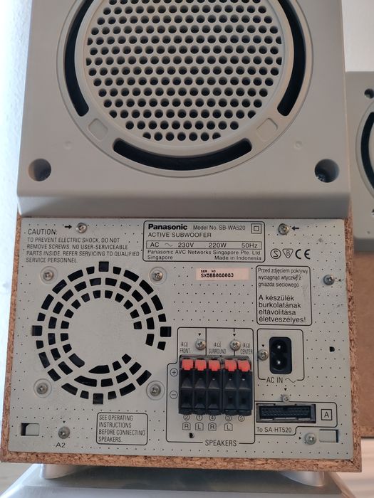 2 Colunas Subwoofer SB-WA520 220W e SB-W335 90W marca Panasonic