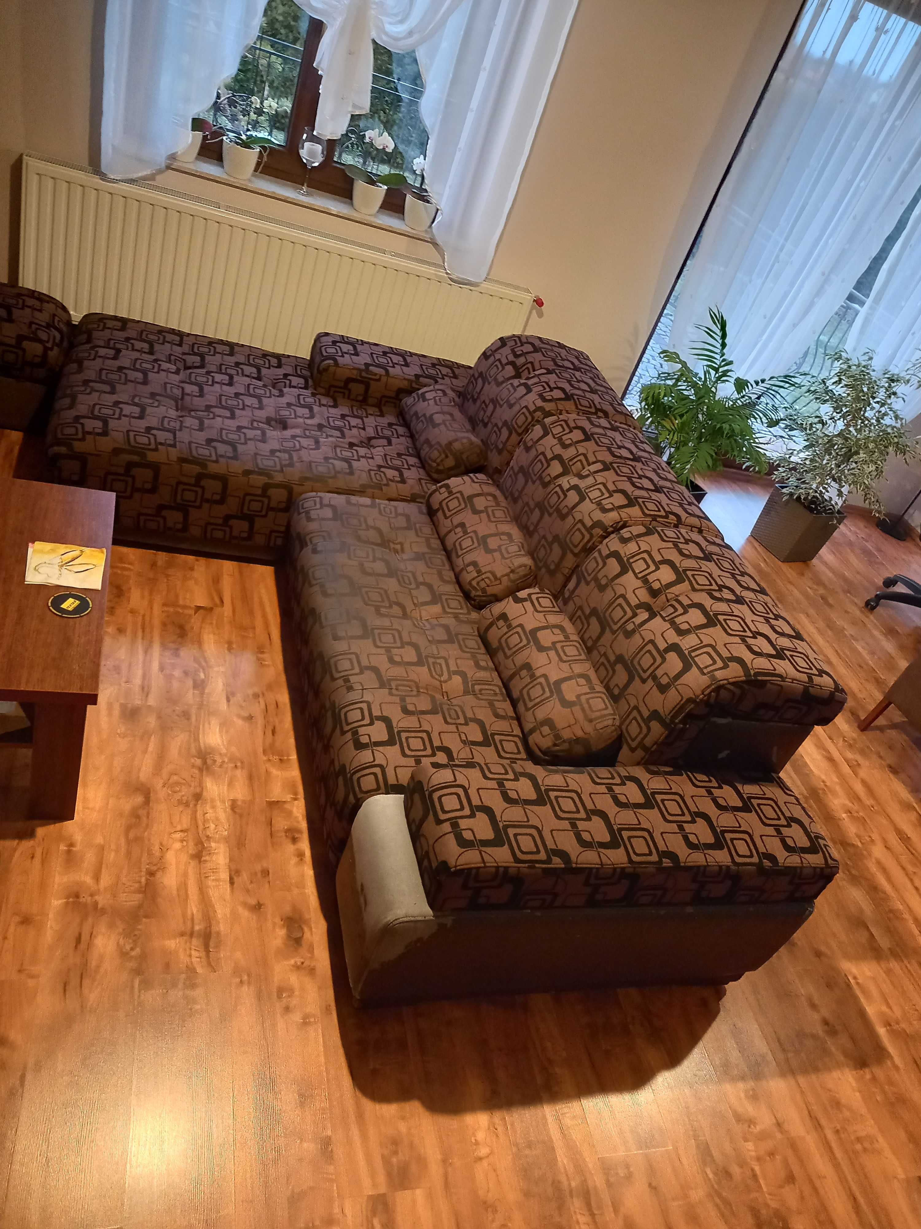 Sofa narożna kolor brąz