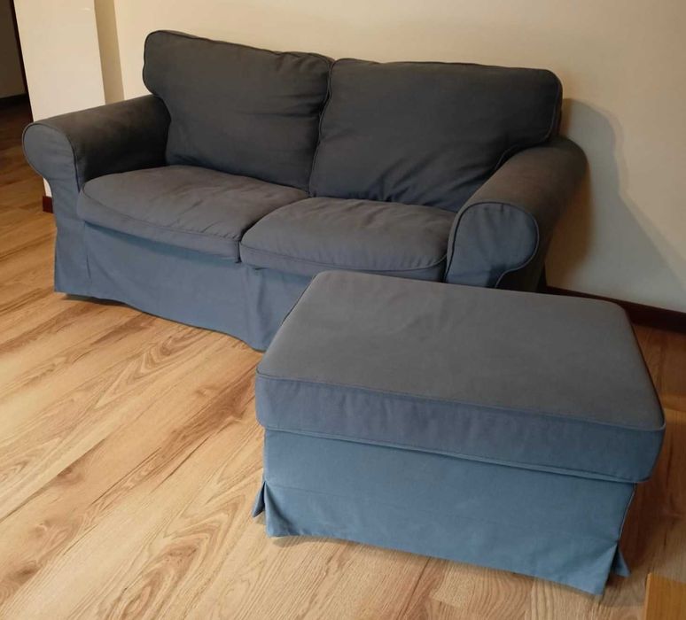 IKEA EKTORP zestaw: sofa, fotel, podnóżek, 2-letni, zadbany, -60%