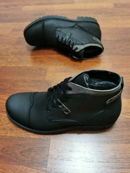 Eleganckie Zimowe Buty Męskie Wygodne Ciepłe Czarne