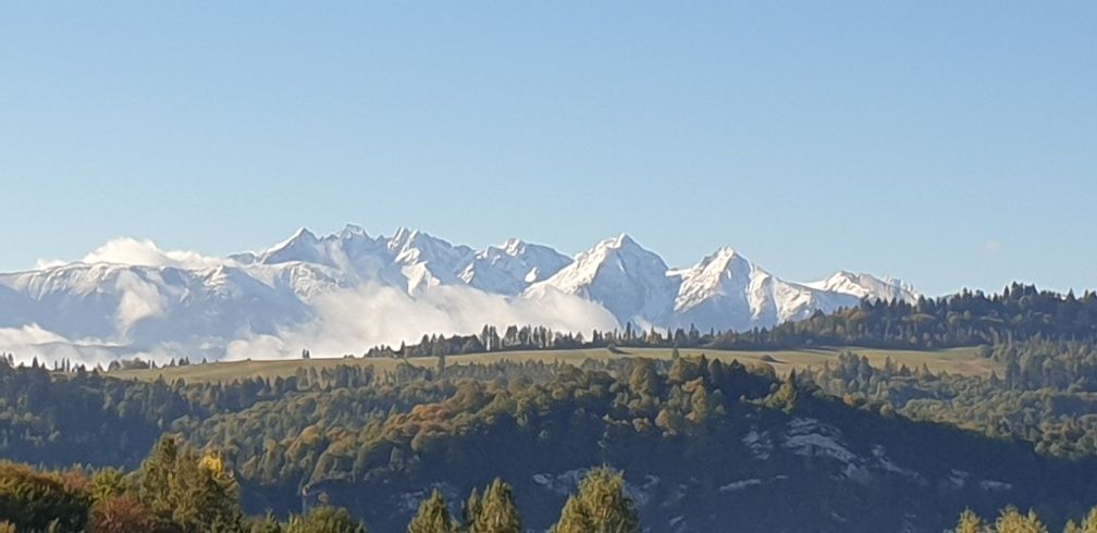 Nowy domek nad jeziorem w górach, widok na Tatry Pieniny, blisko Zamku